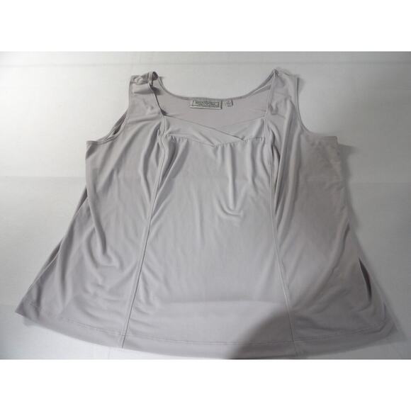 Simonton Says 1X Tank Top Slinky Cami Light Gray Crossover Front Stretch Layerin - Picture 6 of 11